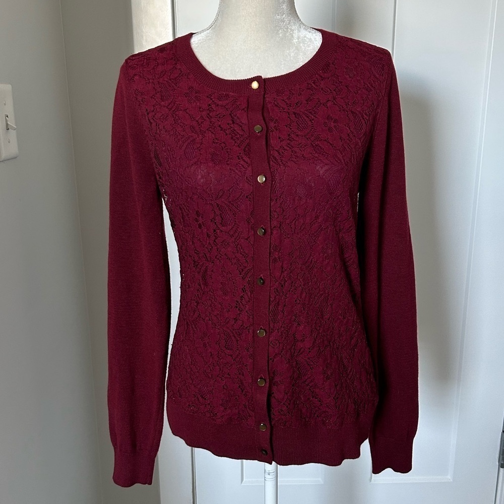 Banana Republic Red Lace Cardigan